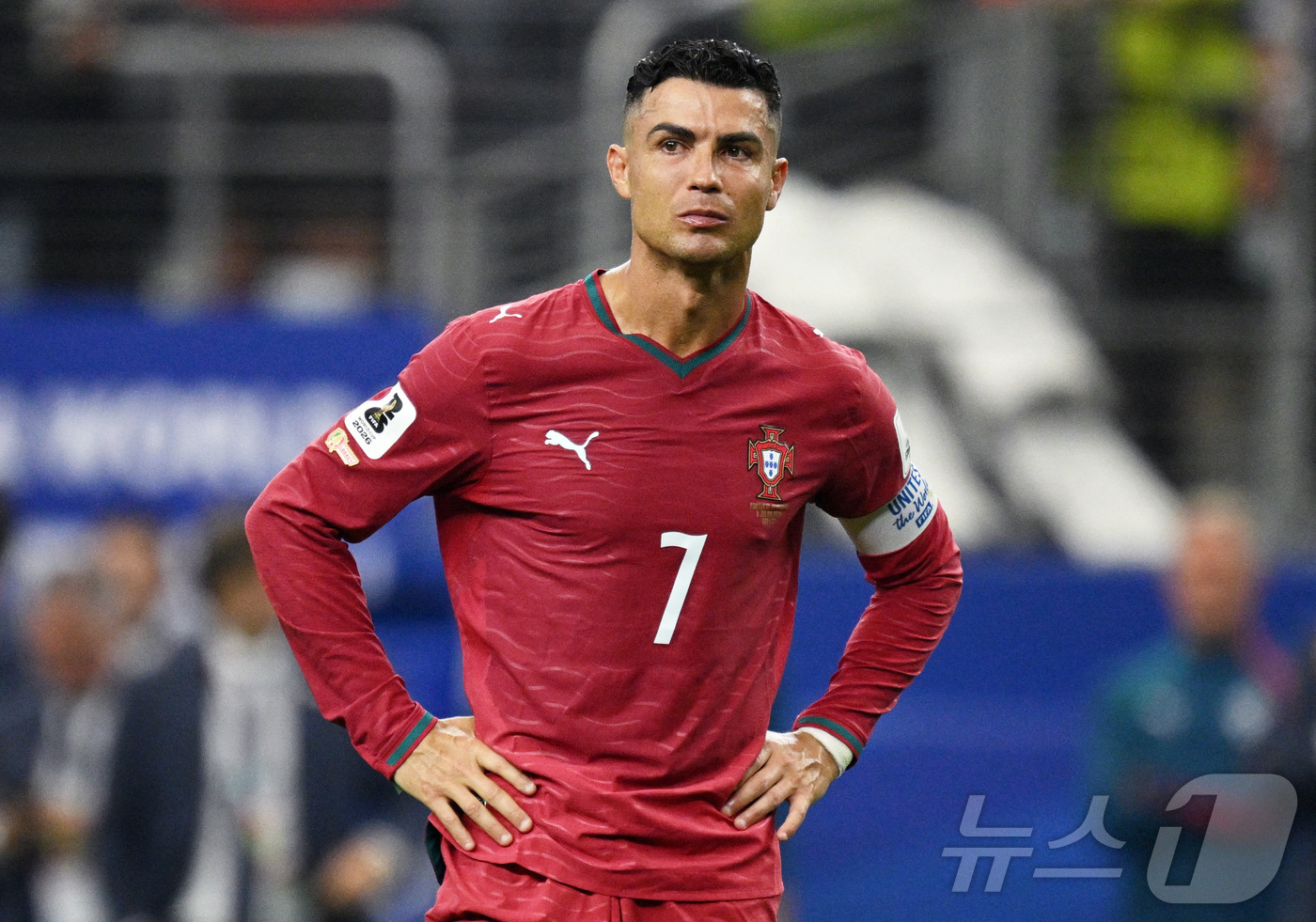 (로이터=뉴스1) = 6일(현지시간) 미국 텍사스주 달라스 스타디움에서 열린 2026 FIFA 북중미 월드컵 포르투갈과 스페인의 경기에서 포르투갈의 크리스티아누 호날두가 패배 후 …