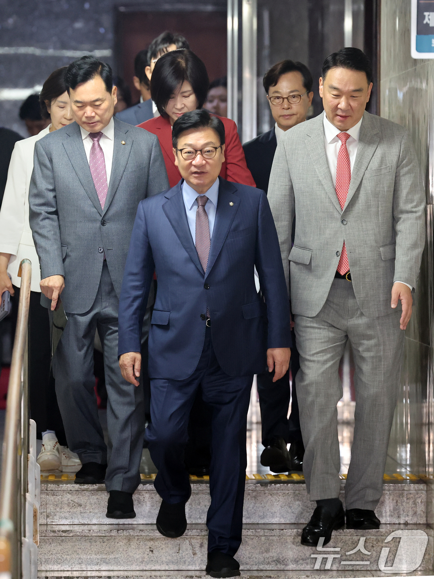 (서울=뉴스1) 황기선 기자 = 정점식 국민의힘 원내대표가 7일 오전 서울 여의도 국회에서 열린 원내대책회의에 참석하고 있다.  2026.7.7/뉴스1