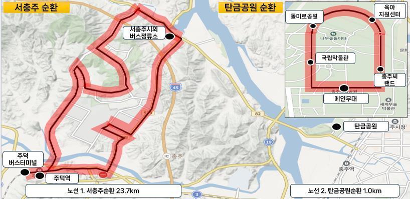 본문 이미지 -  충주 자율주행 셔틀버스 노선도(충주시 제공. 재판매 및 DB금지)