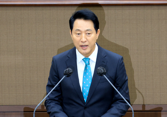 제12대 서울특별시의회 개원식 축사하는 오세훈 서울시장