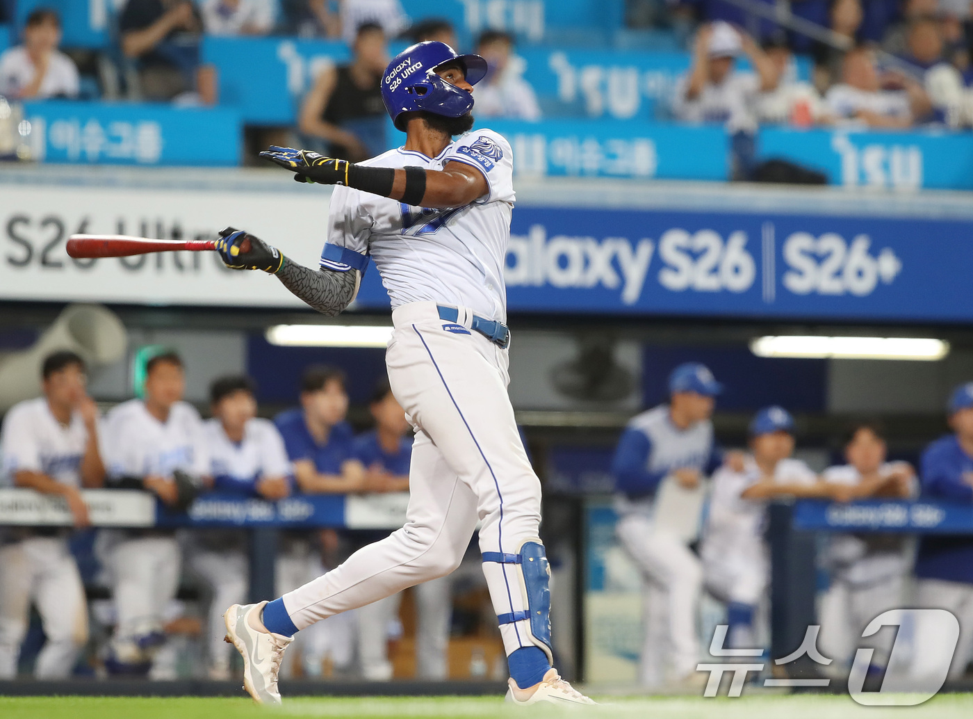 (대구=뉴스1) 공정식 기자 = 7일 오후 대구 삼성라이온즈파크에서 열린 프로야구 '2026 신한 SOL KBO리그' LG 트윈스와 삼성 라이온즈의 경기, 삼성 5번타자 디아즈가 …