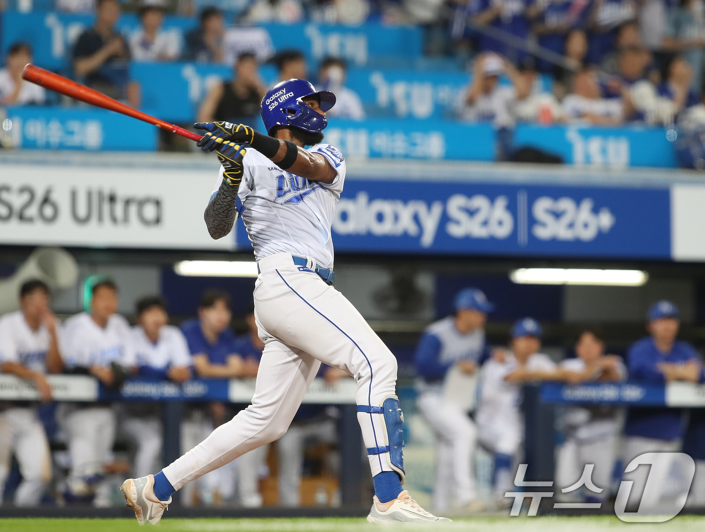 (대구=뉴스1) 공정식 기자 = 7일 오후 대구 삼성라이온즈파크에서 열린 프로야구 '2026 신한 SOL KBO리그' LG 트윈스와 삼성 라이온즈의 경기, 삼성 5번타자 디아즈가 …