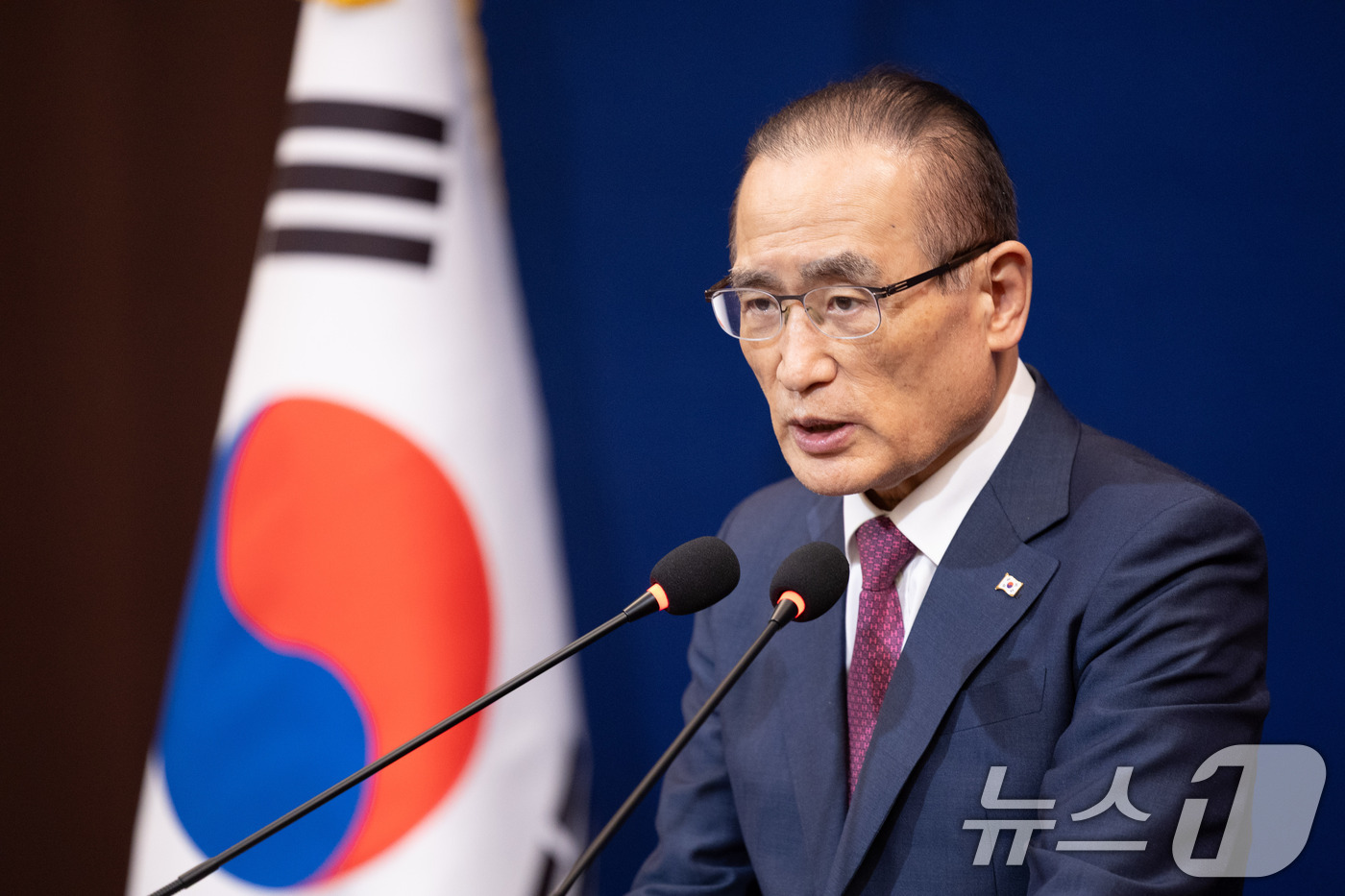 (앙카라(튀르키예)=뉴스1) 이재명 기자 = 위성락 안보실장이 8일 튀르키예 앙카라 대한민국 프레스센터에서 순방 일정 브리핑을 하고 있다. 2026.7.8/뉴스1