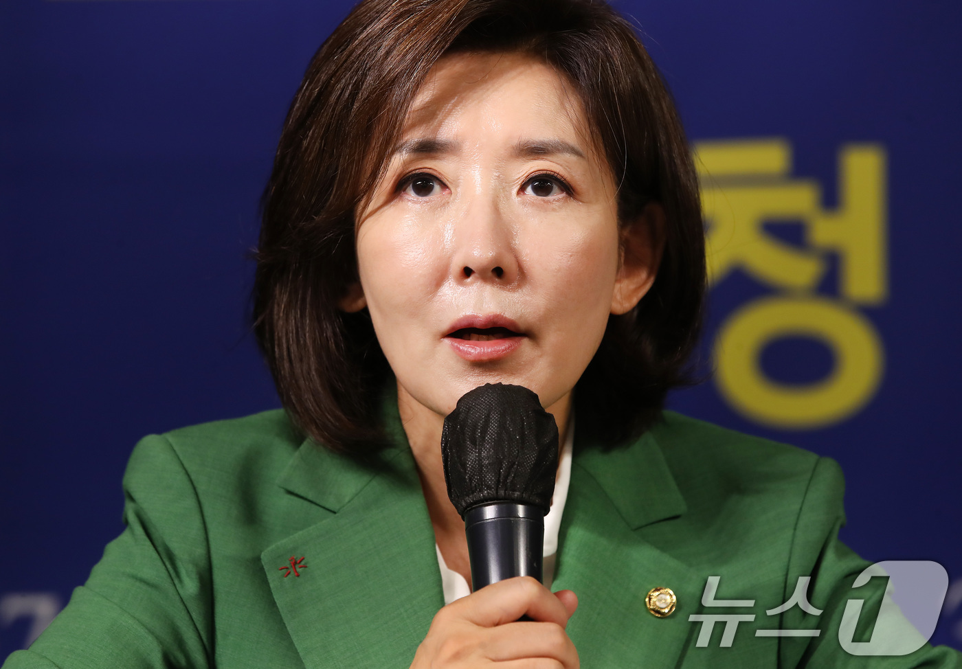 (대구=뉴스1) 공정식 기자 = 나경원 국민의힘(서울 동작구을) 의원이 8일 오전 대구 남구 이천동 대구아트파크에서 열린 아시아포럼21 초청 토론회에서 모두 발언을 하고 있다. 2 …
