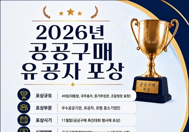 공공구매 유공자 포상 후보자 모집…대통령 표창 등 50점 수여