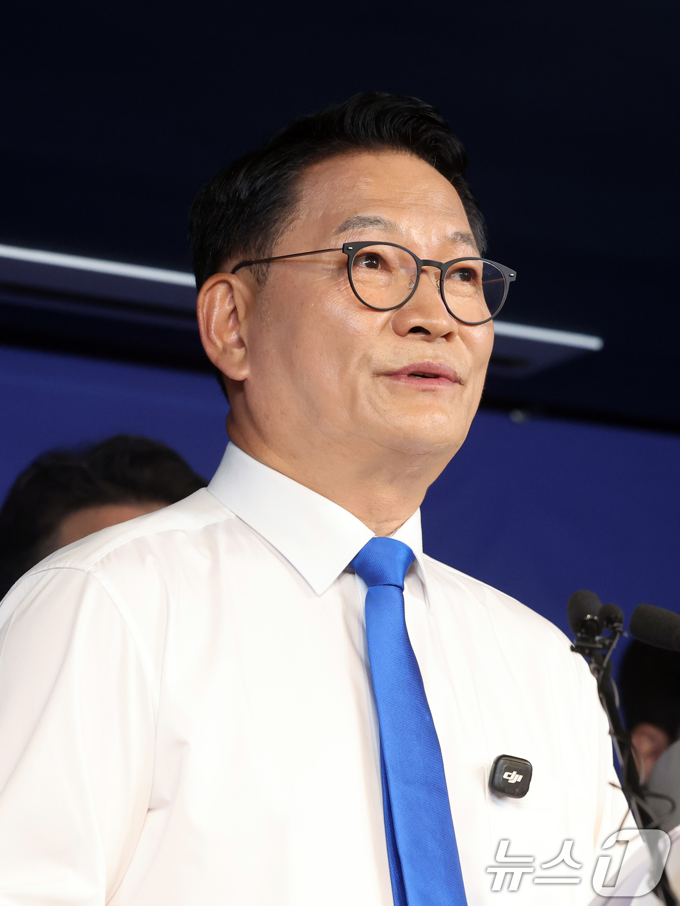 (서울=뉴스1) 황기선 기자 = 더불어민주당 당권주자인 송영길 전 대표가 8일 오전 서울 여의도 민주당 중앙당사에서 당대표 출마선언을 하고 있다. 2026.7.8/뉴스1