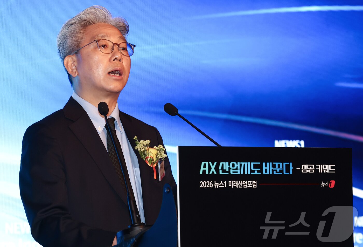 본문 이미지 - 이영섭 뉴스1 대표이사가 9일 오전 서울 여의도 콘래드호텔에서 열린 뉴스1 미래산업포럼(NFIF)에서 개회사를 하고 있다. 2026.7.9 ⓒ 뉴스1 김민지 기자