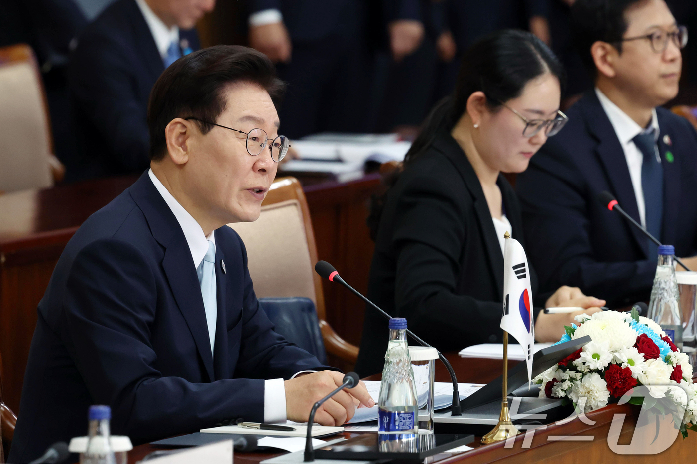 (울란바타르(몽골))=뉴스1) 이재명 기자 = 이재명 대통령이 9일(현지시간) 몽골 울란바타르 정부청사에서 열린 한-몽골 정상회담에서 발언하고 있다. 2026.7.9/뉴스1