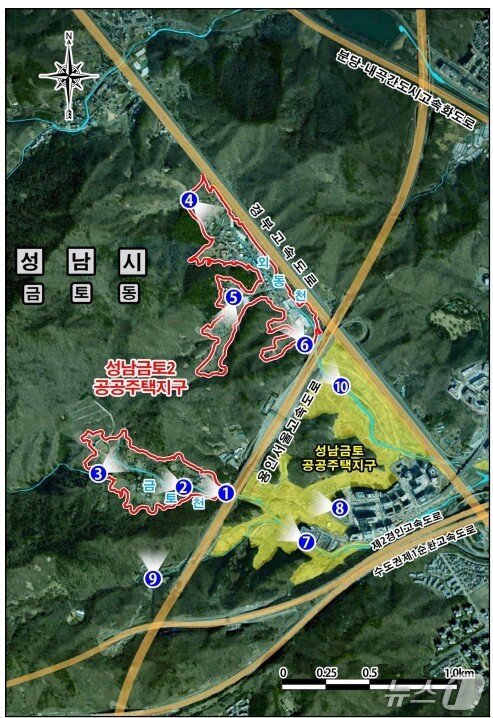 본문 이미지 - 성남금토2 공공주택지구 위치 및 주변.(국토부 제공) 