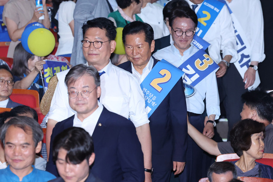 합동연설회 참석하는 송영길·정청래·김민석