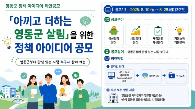 영동군, '아끼고 더하는 살림' 정책 아이디어 공모