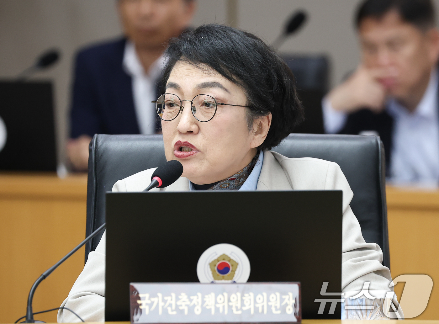 (세종=뉴스1) 허경 기자 = 김진애 국가건축정책위원장이 11일 정부세종청사에서 열린 국무회의에서 발언하고 있다. (청와대통신사진기자단) 2026.8.11/뉴스1