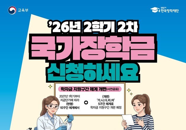 오늘부터 국가장학금 2학기 2차 신청…"9월 9일까지 꼭 받으세요"