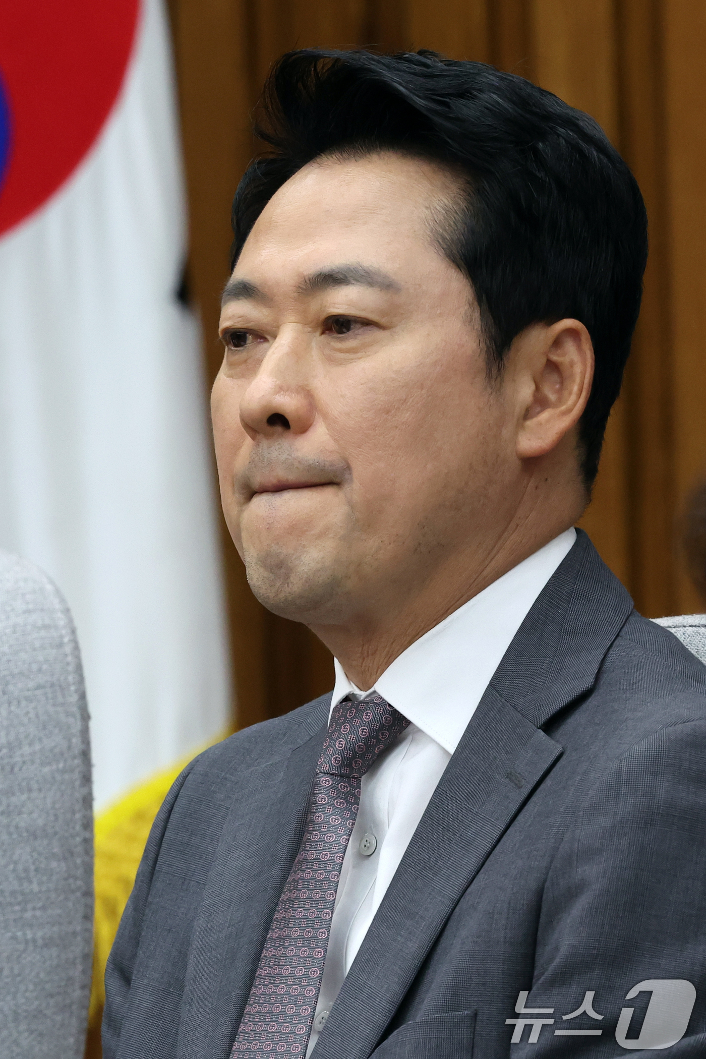(서울=뉴스1) 황기선 기자 = 장동혁 국민의힘 대표가 12일 오후 서울 여의도 국회에서 열린 보완수사권 폐지로 인한 여성안전 공백, 누가 국민을 지킬 것인가?' 토론회에서 생각에 …