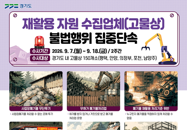 '환경오염 NO'…경기도 특사경, 폐기물 불법 처리 고물상 기획단속