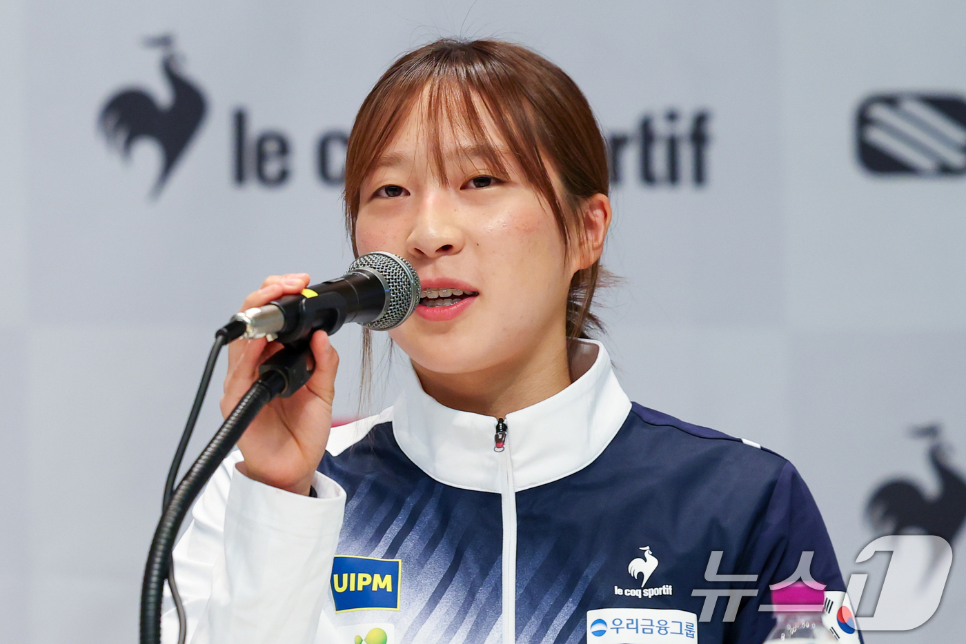 (진천=뉴스1) 안은나 기자 = 근대5종 국가대표 장하은이 13일 충북 진천선수촌에서 열린 2026 아이치·나고야 아시안게임 대한근대5종연맹 미디어데이에서 각오를 밝히고 있다. 2 …