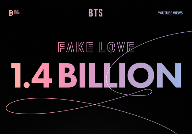 방탄소년단 '페이크 러브' MV, 14억 뷰 돌파…통산 6번째