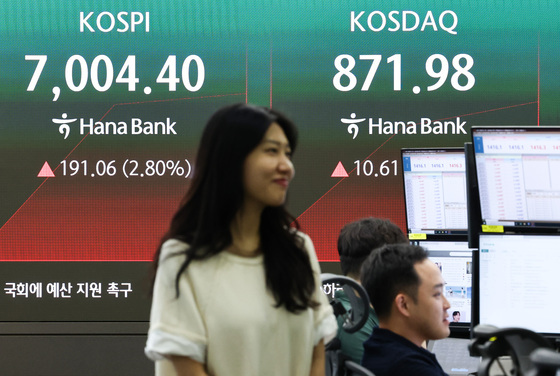 삼성전자 약보합 전환, 코스피 6800선 후퇴…코스닥 하락세로[장중시황]