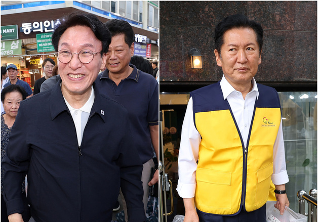 전통시장 찾은 김민석·어르신 봉사활동 나선 정청래