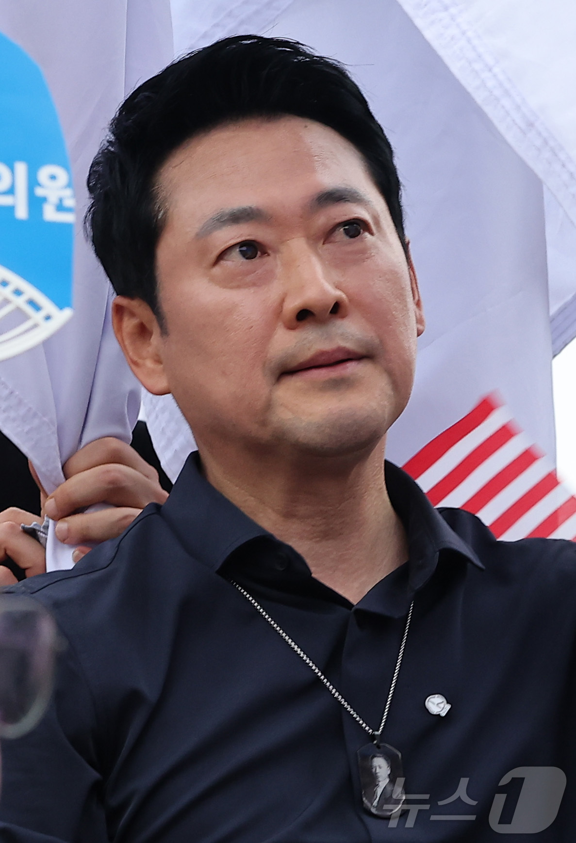 (서울=뉴스1) 김성진 기자 = 장동혁 국민의힘 대표가 광복절인 15일 서울 송파구 올림픽공원 핸드볼경기장에서 열린 투표 용지 부족 사태 관련 참정권 수호 집회에 참석해 있다. 2 …