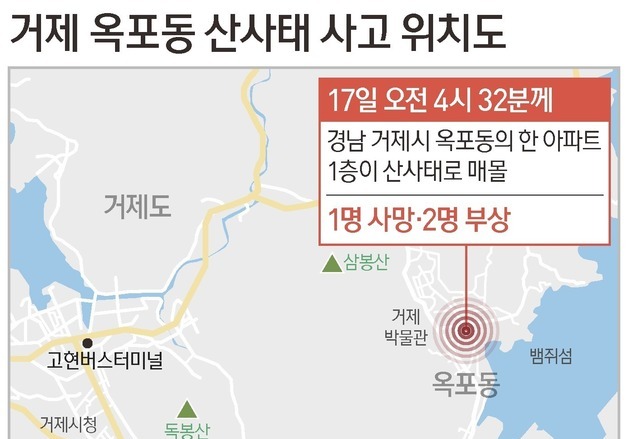 [그래픽] 거제 옥포동 산사태 사고 위치도