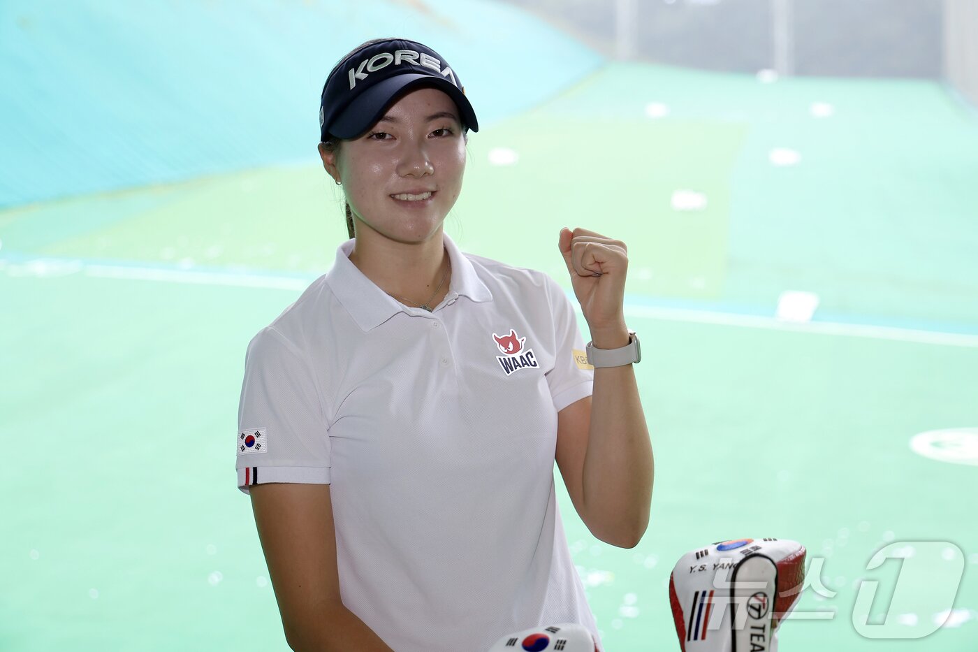 본문 이미지 - 아시안게임 골프 국가대표 양윤서 선수가 17일 오후 경기도 성남시 분당구 판교원로 남서울CC 제2연습장에서 가진 뉴스1과의 인터뷰에서 포즈를 취하고 있다. ⓒ 뉴스1 박정호 기자