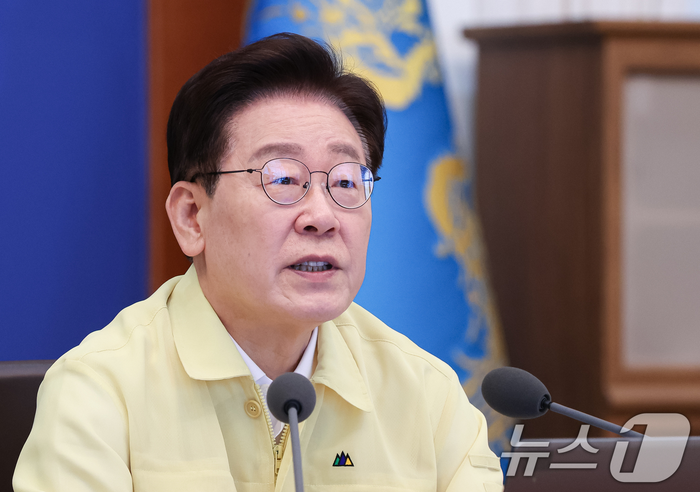 (서울=뉴스1) 허경 기자 = 이재명 대통령이 18일 청와대에서 열린 제1회 을지국무회의에서 발언을 하고 있다. 2026.8.18/뉴스1