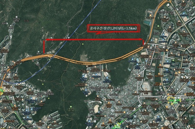 부산 장산1·2터널 31일까지 야간 부분통제…유도등 설치 공사
