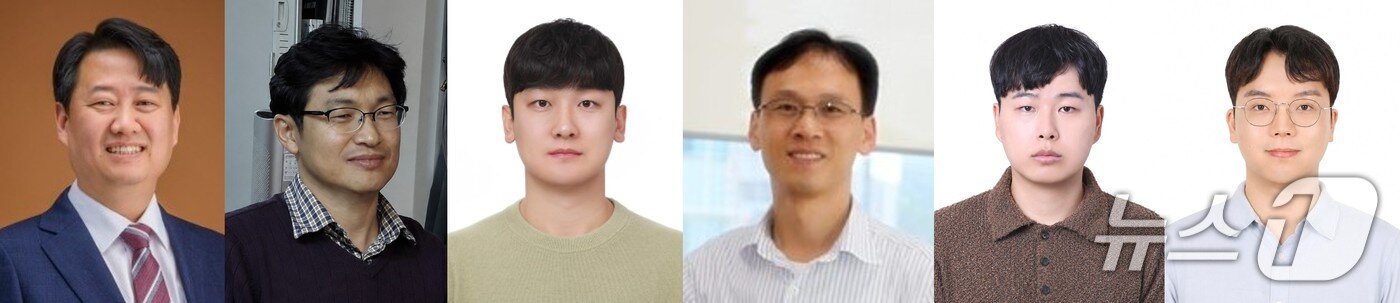 본문 이미지 - 김동석 UNIST 교수(왼쪽부터), 신태주 UNIST 교수, 신윤섭 한국화학연구원 박사, 김진영 UNIST 교수, 김동신 UNIST 연구원, 이재휘 UNIST 연구원.(UNIST 제공. 재판매 및 DB금지)/뉴스1