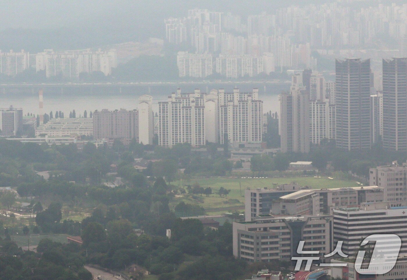 본문 이미지 - 사진은 19일 안개에 휩싸인 서울 용산공원 일대. 2026.8.19 ⓒ 뉴스1 구윤성 기자