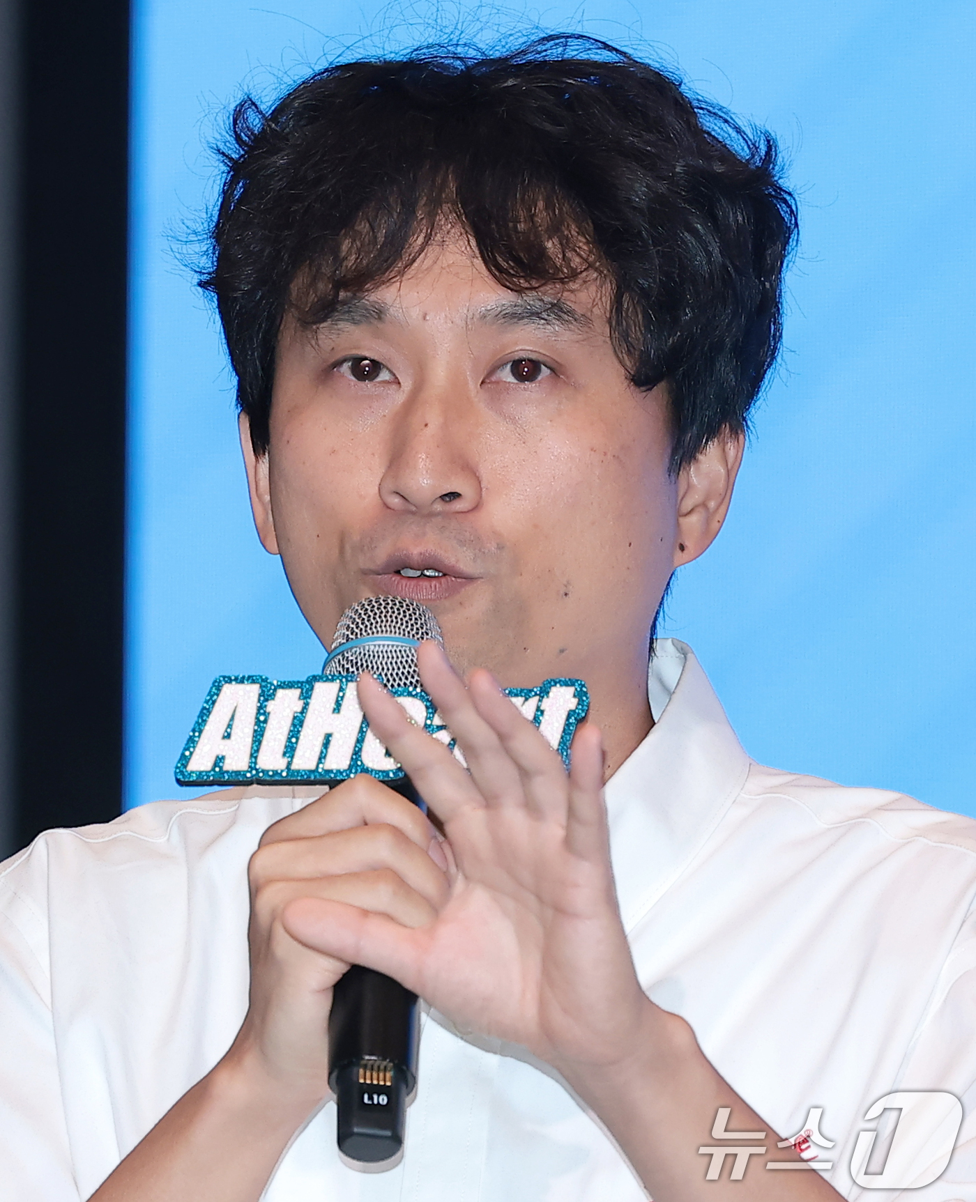 (서울=뉴스1) 권현진 기자 = 남태진 감독이 19일 서울 마포구 라이즈오토그래프컬렉션에서 열린 멀티 폼 드라마 ‘3+4!’ 제작발표회에서 인사말을 하고 있다. 2026.8.19/ …