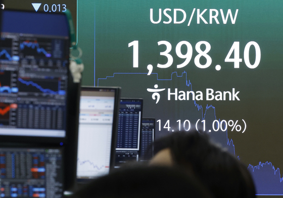 1400원 아래로 내려간 달러·원 환율