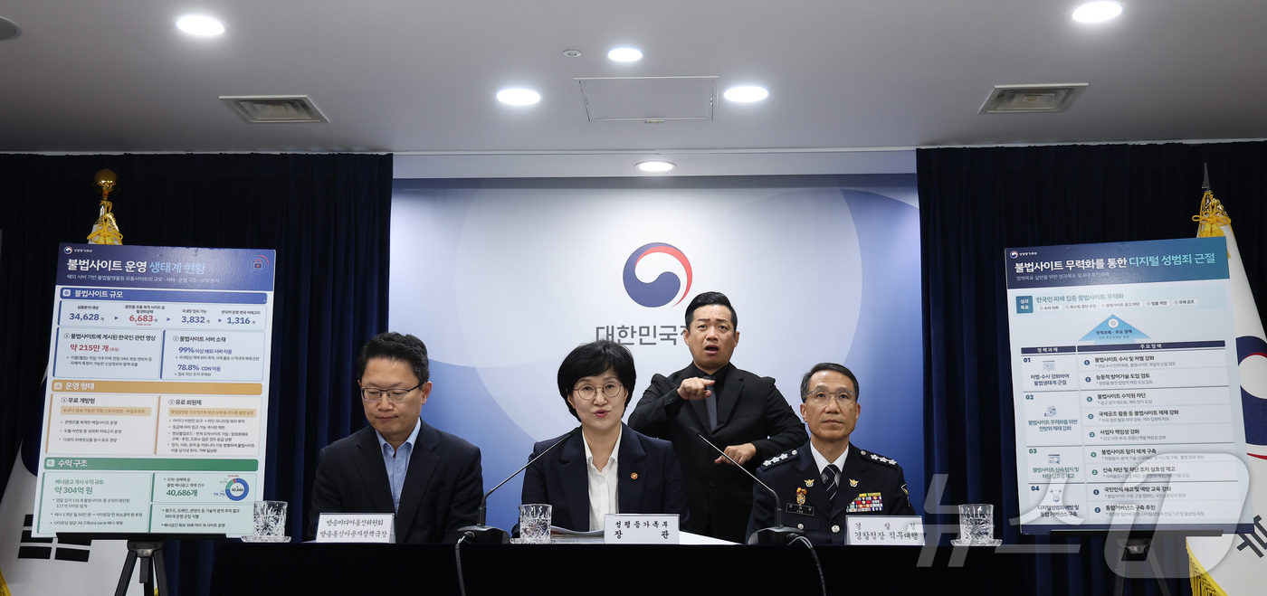 (서울=뉴스1) 김성진 기자 = 원민경 성평등가족부 장관이 20일 서울 종로구 정부서울청사에서 불법촬영물 등 유통 사이트 심층분석을 위한 관계부처 합동 불법사이트 통합 대응 방안 …