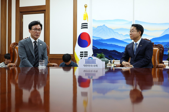 조정식 국회의장, 김민석 더불어민주당 신임 당대표 접견