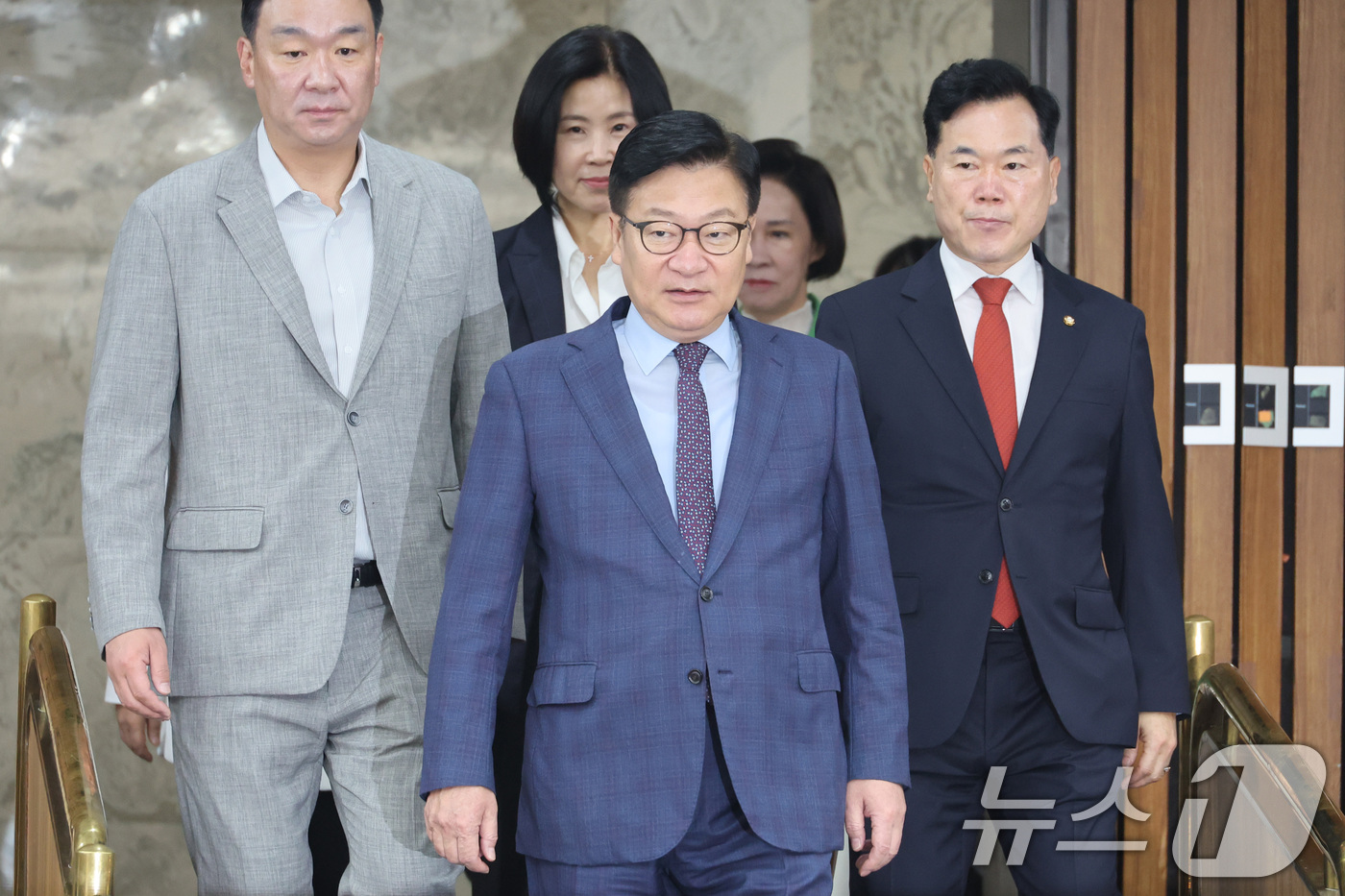 (서울=뉴스1) 신웅수 기자 = 정점식 국민의힘 원내대표가 21일 서울 여의도 국회에서 열린 원내대책회의에서 참석하고 있다. 2026.8.21/뉴스1