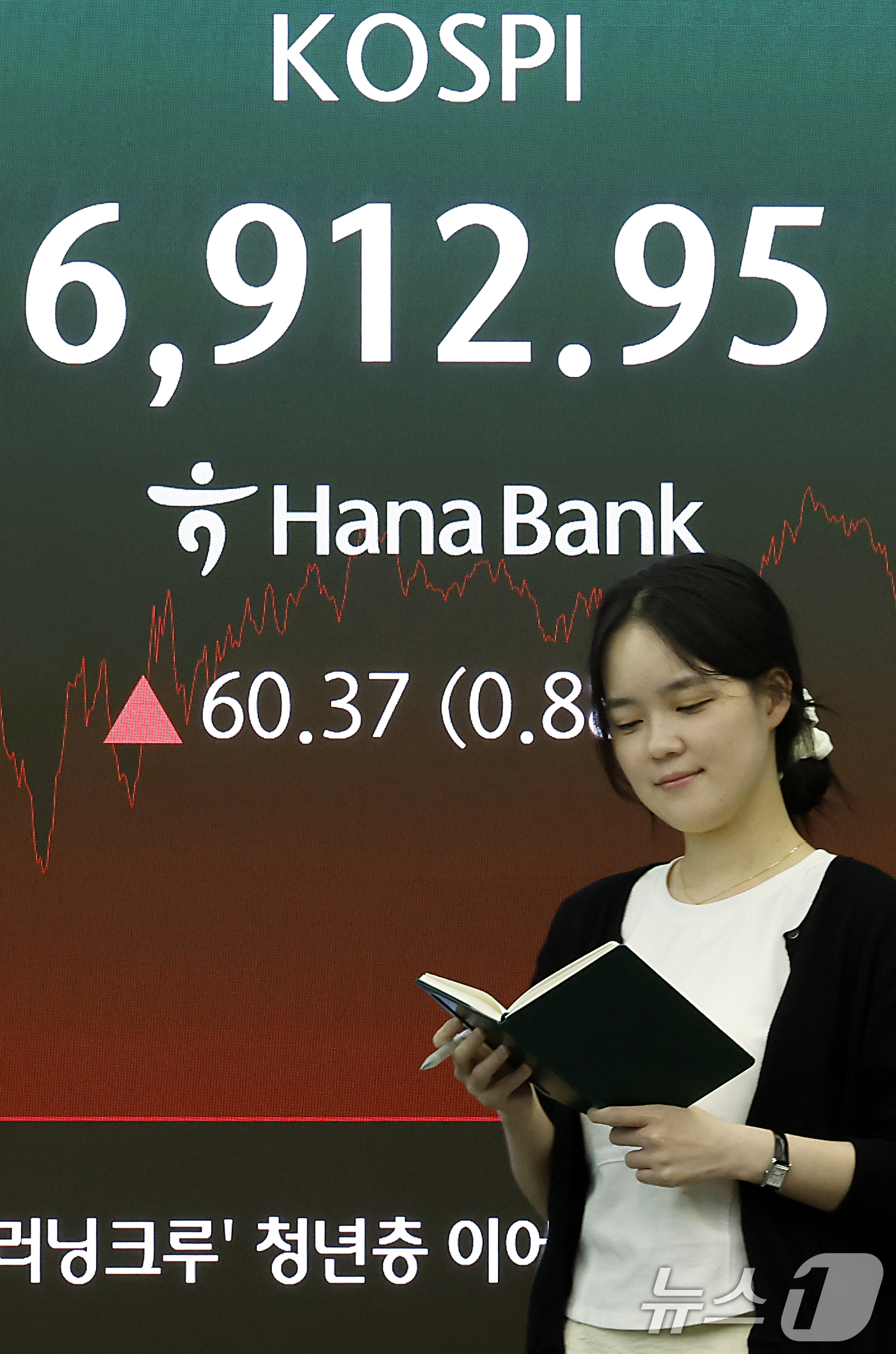 (서울=뉴스1) 박정호 기자 = 21일 오후 서울시 중구 하나은행 본점 딜링룸 전광판에 코스피 등 종가가 표시되고 있다.이날 코스피는 전 거래일 대비 60.37p(0.88%) 오른 …