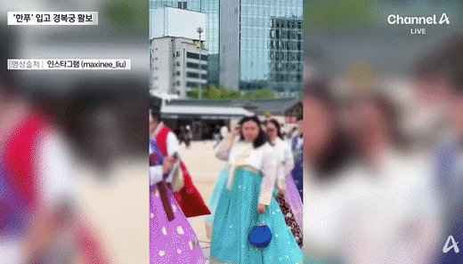 "한복은 한푸" 주장 경복궁 활보한 여성들, 한둘 아니었다[영상]