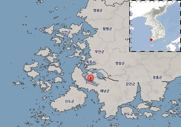 전남광주 해남 서북서쪽서 규모 3.1 지진 발생…"안전 유의"