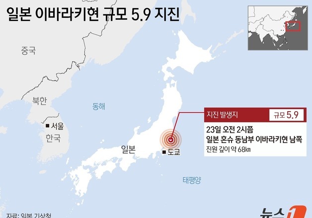 [그래픽] 일본 이바라키현 규모 5.9 지진
