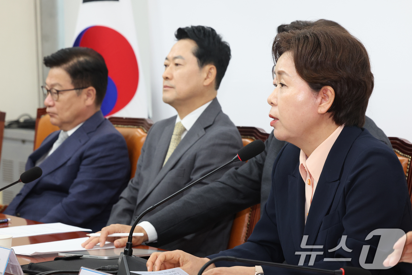 （서울=뉴스1) 황기선 기자 = 양향자 국민의힘 최고위원이 24일 서울 여의도 국회에서 열린 최고위원회의에서 발언을 하고 있다.  2026.8.24/뉴스1