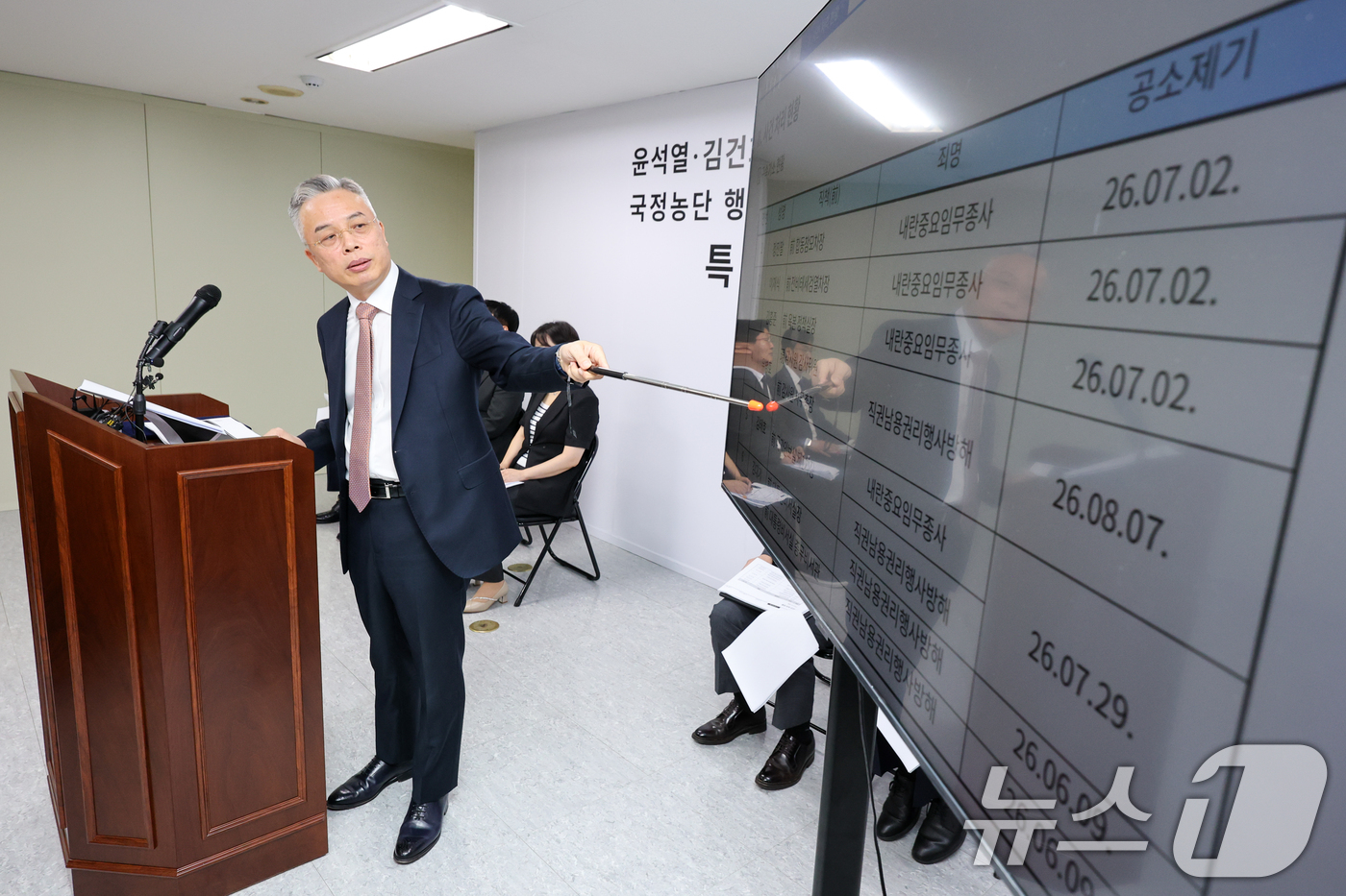 (과천=뉴스1) 안은나 기자 = 윤석열·김건희에 의한 내란·외환 및 국정농단 행위의 진상규명을 위한 권창영 특별검사가 24일 경기 과천시 특검사무실에서 2차 종합특검 180일간의 …