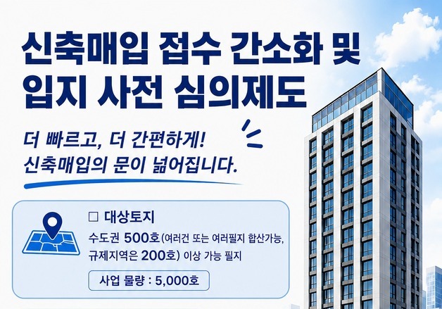 설계도 없이 A4 5쪽이면 신청…LH, 수도권 신축매입 문턱 낮춘다