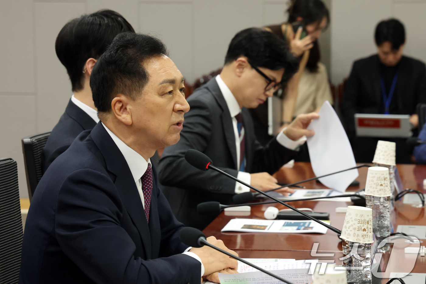 (서울=뉴스1) 황기선 기자 = 김기현 국민의힘 의원이 25일 오전 서울 국회 의원회관에서 열린 제10차 대한민국 미래혁신포럼 세미나 '미국의 大전략과 한국의 선택'에서 인사말을 …