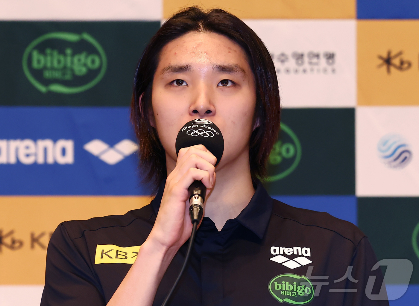 (진천=뉴스1) 김민지 기자 = 수영 국가대표 김우민이 25일 오후 충북 진천선수촌에서 열린 2026 아이치·나고야 하계아시아경기대회 대한수영연맹 미디어데이 기자회견에서 아시안게임 …
