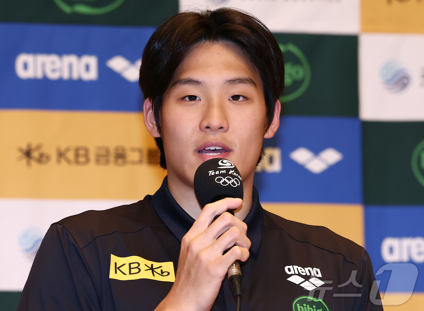 (진천=뉴스1) 김민지 기자 = 수영 국가대표 김영범이 25일 오후 충북 진천선수촌에서 열린 2026 아이치·나고야 하계아시아경기대회 대한수영연맹 미디어데이 기자회견에서 아시안게임 …