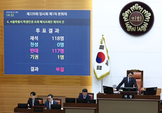 서울시의회, 학생인권조례 폐지 조례안 부결