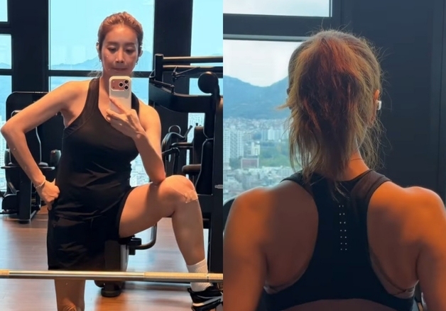 47세 한다감, 임신 중에도 폭풍 운동…탄탄한 등근육 '감탄' [N샷]