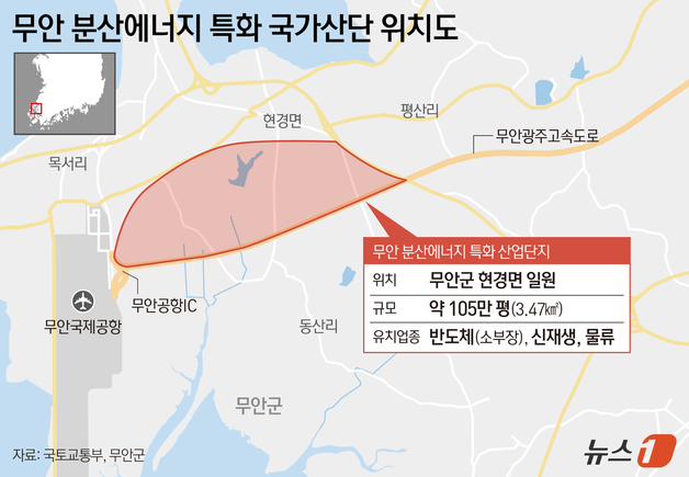 [그래픽] 무안 분산에너지 특화 국가산단 위치도