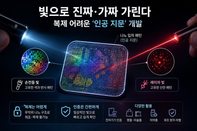 복잡한 장비 없이 빛으로 진위 확인…복제 어려운 '인공 지문' 개발