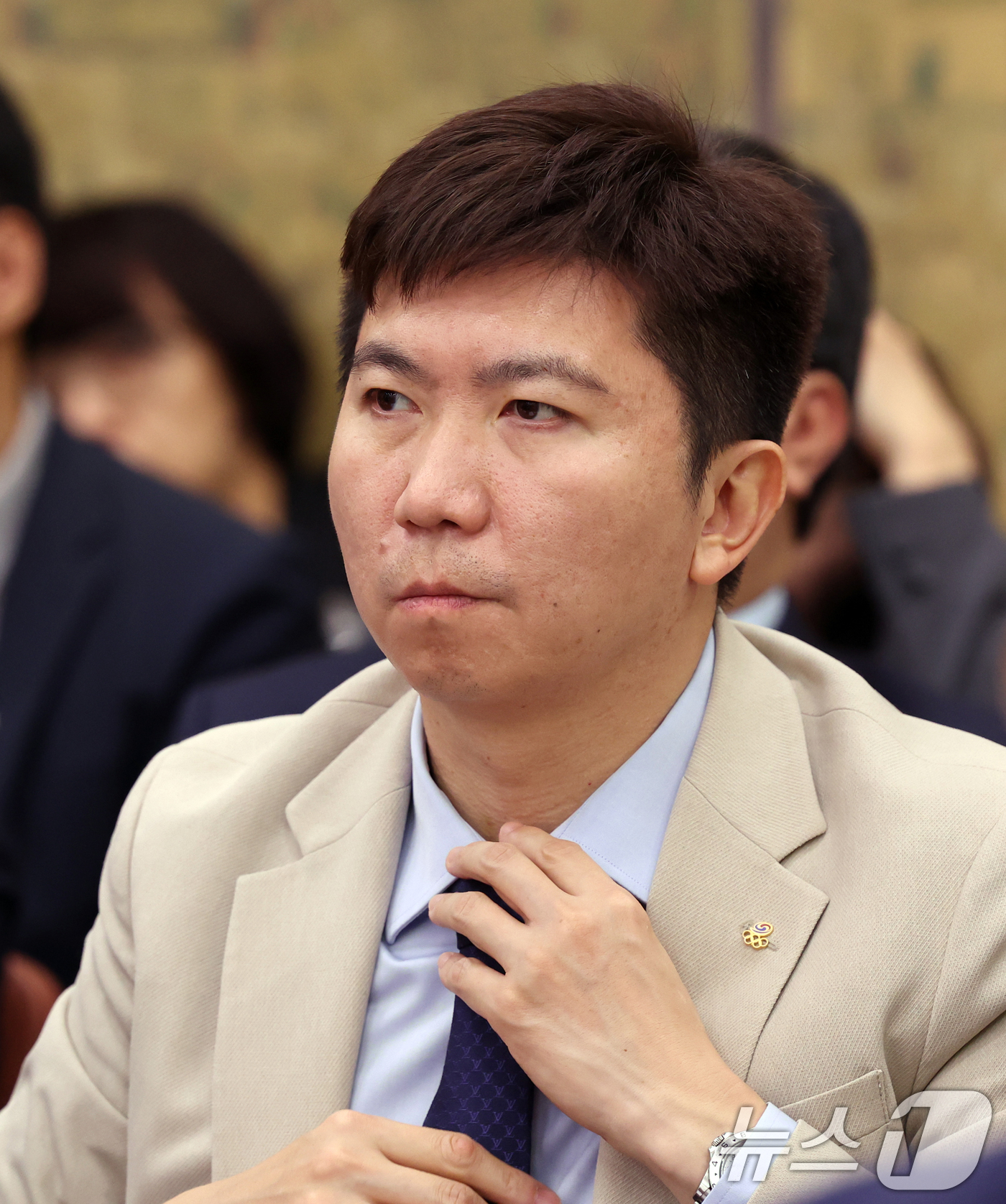 (서울=뉴스1) 황기선 기자 = 유승민 대한체육회장이 26일 오전 서울 여의도 문화체육관광위원회 전체회의에 자리하고 있다.  2026.8.26/뉴스1